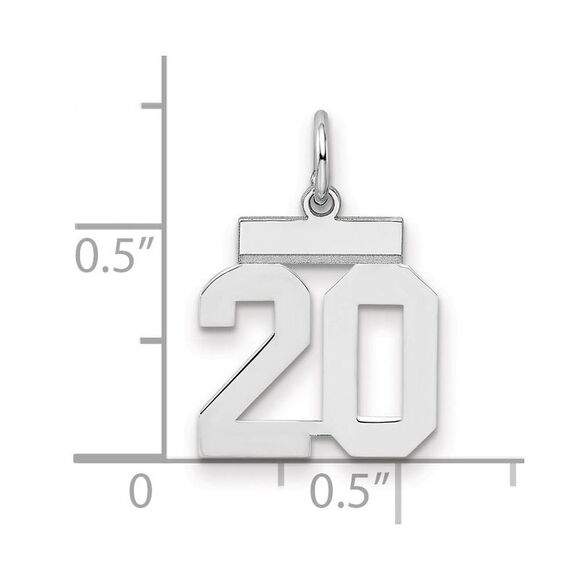 Sterling Silver, Athletic Collection, Small Polished Number 20 Pendant - Picture 2 of 3